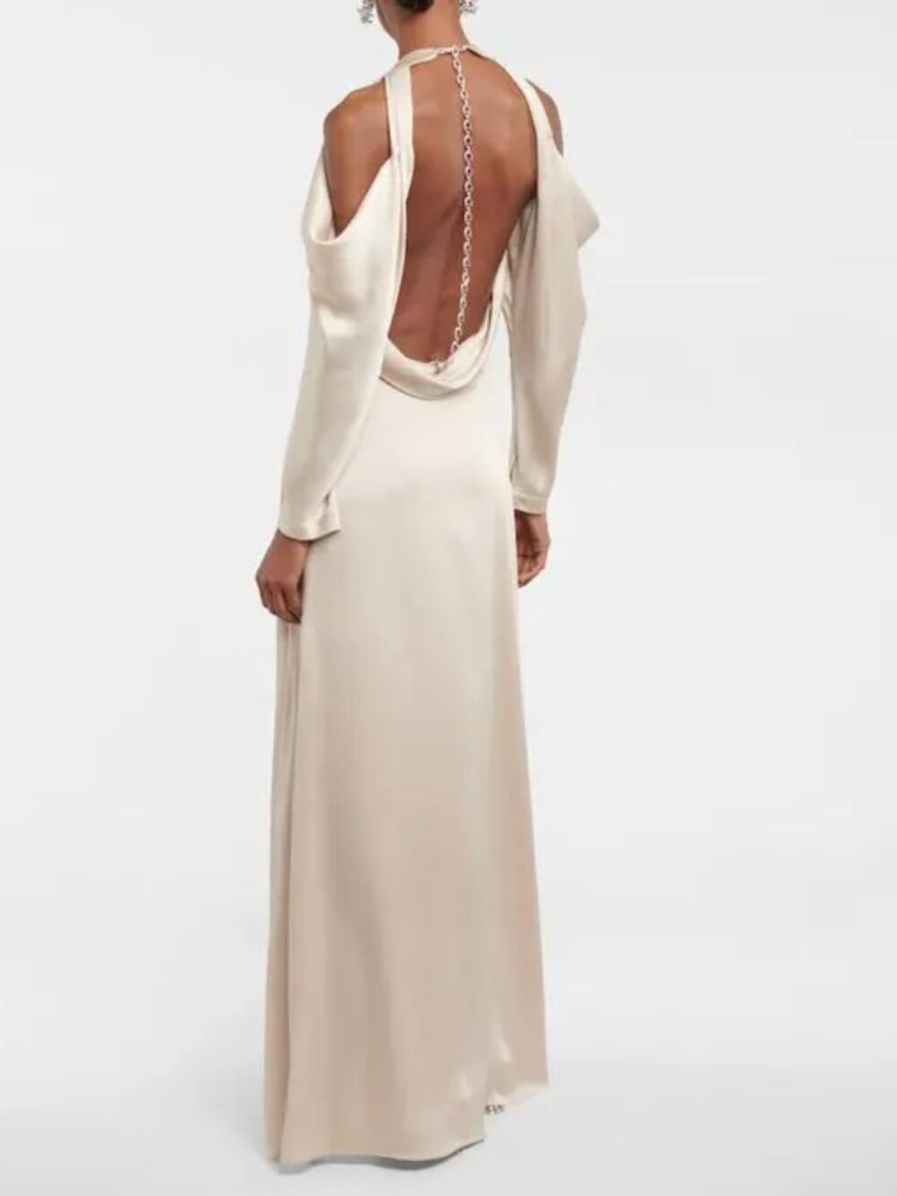 Jonathan Simkhai Champagne Satin Chain Strap Gown